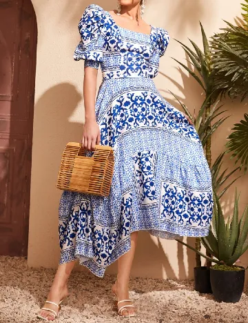 Top SHEIN, alb/albastru Albastru
