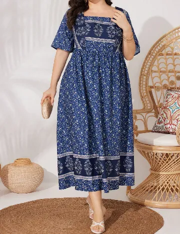 Rochie lunga SHEIN CURVE, bleumarin Alb