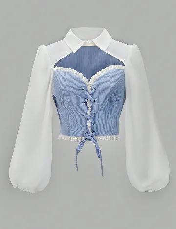 Top SHEIN, alb/albastru Albastru