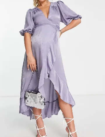 Rochie lunga Flounce London Maternity, mov Mov
