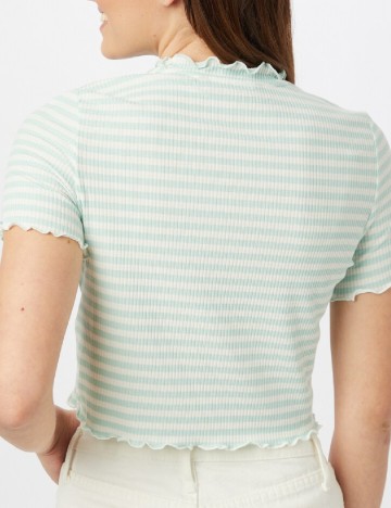 Top Vero Moda, alb/turcoaz