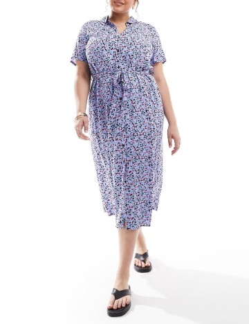 Rochie medie Vero Moda Curve, albastru
