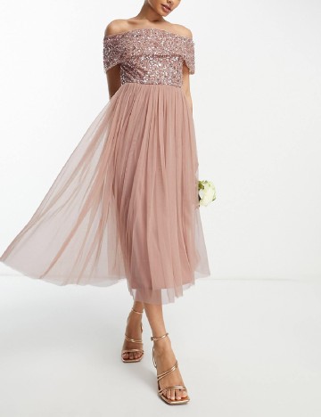Rochie medie Beauut, roz