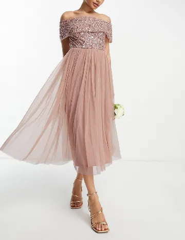 Rochie medie Beauut, roz Roz