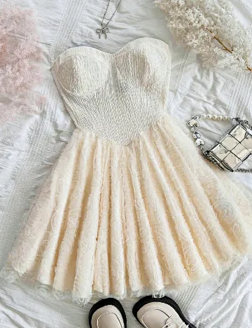 Rochie scurta SHEIN, ecru Alb