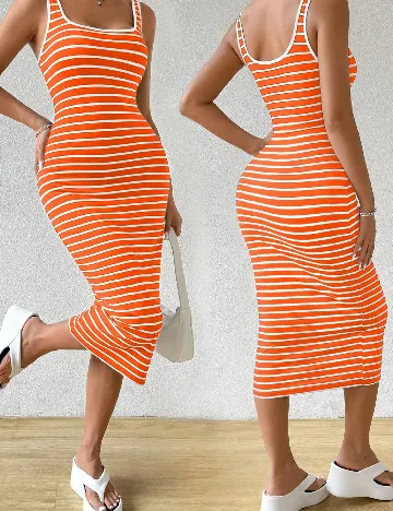Rochie medie SHEIN, alb/portocaliu Portocaliu