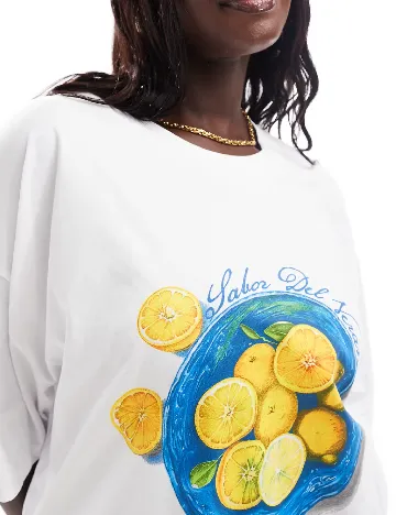 Tricou Oversize ASOS, alb Alb