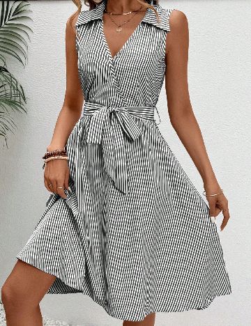 Rochie scurta SHEIN, alb/gri