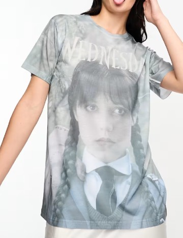 Tricou Oversize Wednesday sgirl, gri
