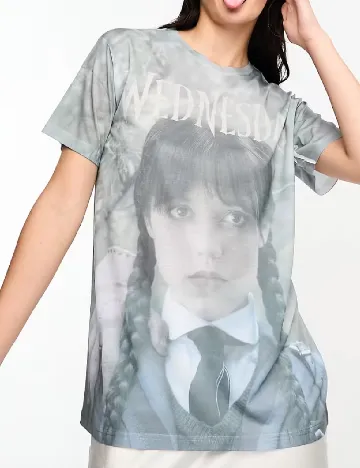Tricou Oversize Wednesday sgirl, gri Gri