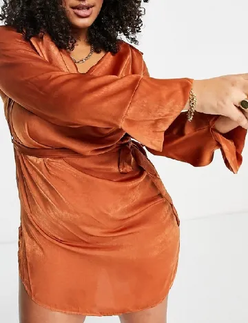 Rochie scurta First Distraction Plus Size, maro Maro
