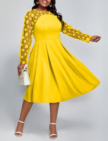 Rochie medie SHEIN CURVE, galben