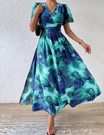 Rochie lunga SHEIN, verde/albastru