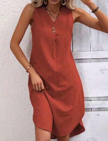 Rochie scurta SHEIN, caramiziu