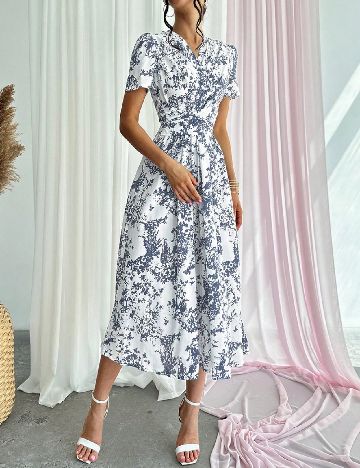 Rochie lunga SHEIN, alb/albastru