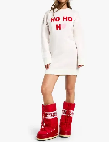 Rochie scurta Boohoo, ecru Alb