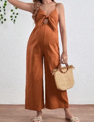 Salopeta SHEIN Maternity, caramiziu Maro