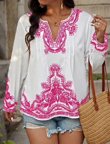 Bluza SHEIN CURVE, alb Alb