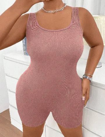Salopeta SHEIN CURVE, roz pudra