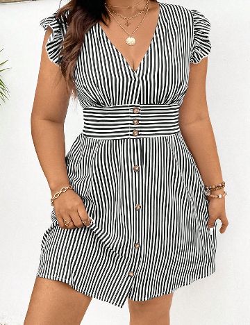 Rochie scurta SHEIN CURVE, alb/negru