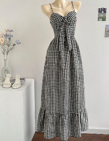 Rochie lunga SHEIN, alb/negru