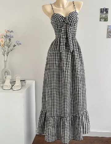Rochie lunga SHEIN, alb/negru Negru