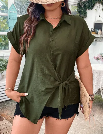 Camasa SHEIN CURVE, verde Verde