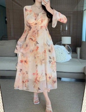 Rochie lunga Dazy, floral print