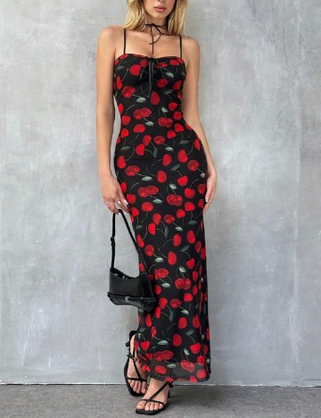 Rochie lunga SHEIN, negru/rosu