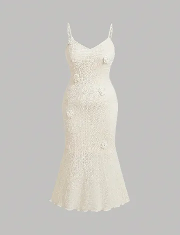 Rochie medie SHEIN CURVE, ecru Crem