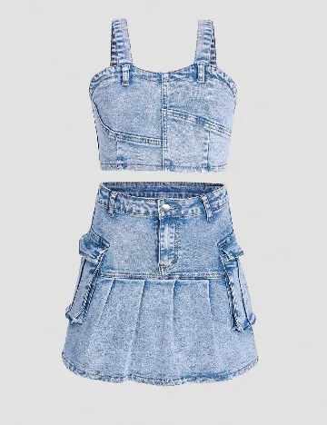 Compleu Shein Kids, albastru Albastru