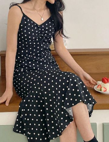 Rochie medie SHEIN, alb/negru