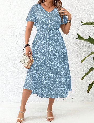 Rochie medie SHEIN CURVE, albastru