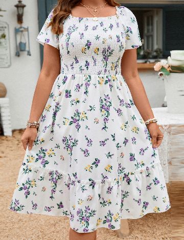 Rochie medie SHEIN CURVE, floral print
