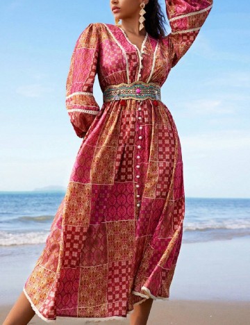 Rochie medie Anewsta, roz