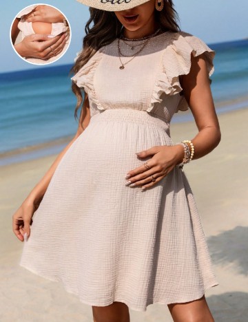 Rochie scurta SHEIN Maternity, crem