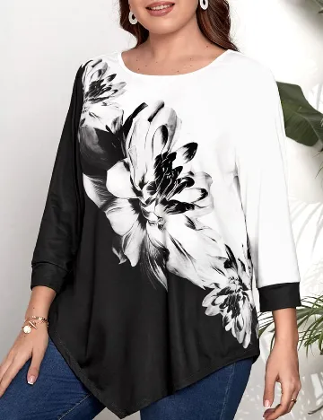 Bluza SHEIN CURVE, negru/alb Negru
