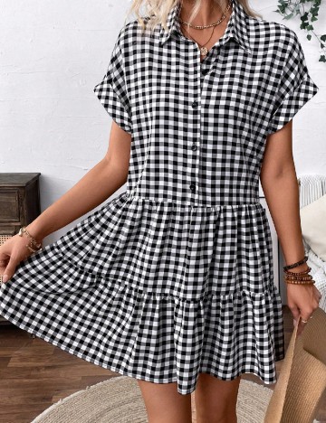 Rochie scurta SHEIN, alb/negru