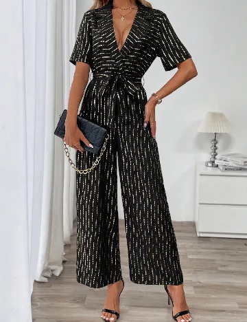 Salopeta SHEIN, negru/auriu Negru