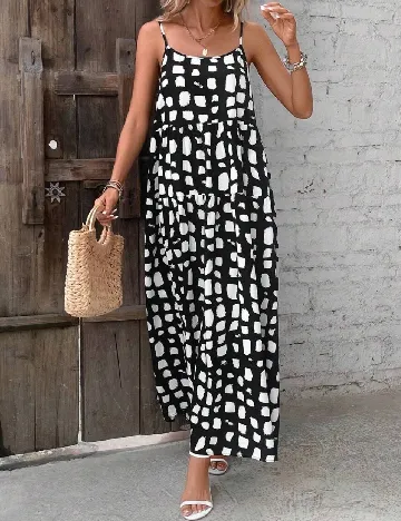 Rochie lunga SHEIN, alb/negru Negru