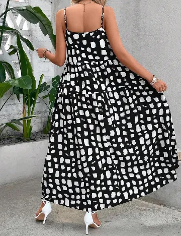 Rochie lunga SHEIN, alb/negru Negru