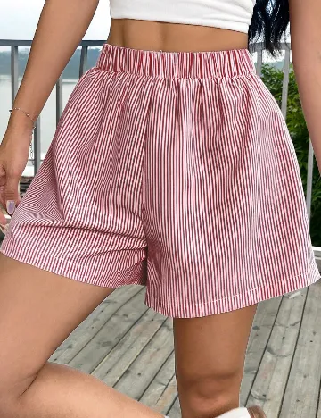 Pantaloni scurti SHEIN, alb/rosu Rosu