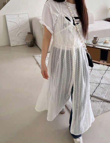 Rochie lunga Dazy, alb