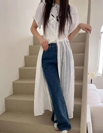 Rochie lunga Dazy, alb Alb