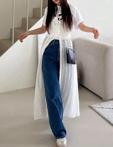 Rochie lunga Dazy, alb Alb