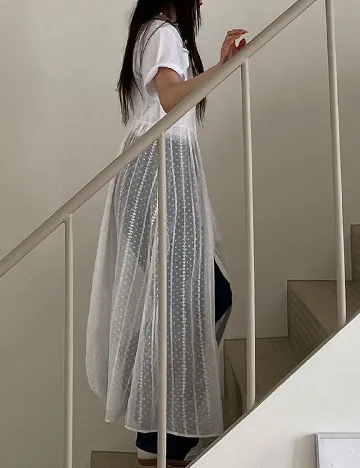 Rochie lunga Dazy, alb Alb