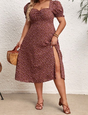 Rochie medie SHEIN CURVE, maro
