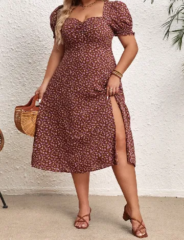 Rochie medie SHEIN CURVE, maro Maro