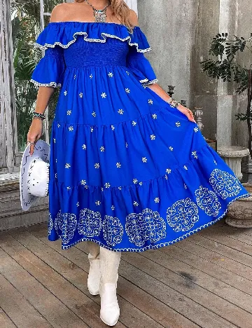 Rochie medie SHEIN CURVE, albastru Albastru