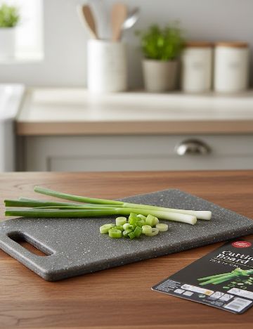 Tocător de bucătărie din plastic „granit” 25 x 15 cm Zd Trading, gri inchis